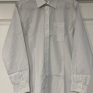 Joseph Abboud White and Blue Striped Dress Shirt